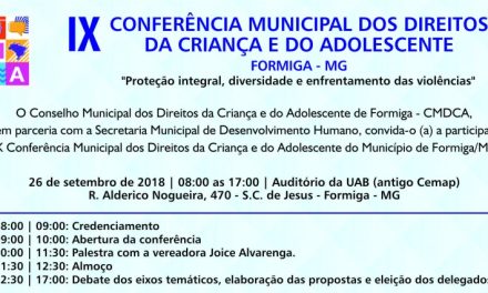 9ª Conferência Municipal dos Direitos da Criança e do Adolescente ocorre nesta quarta-feira