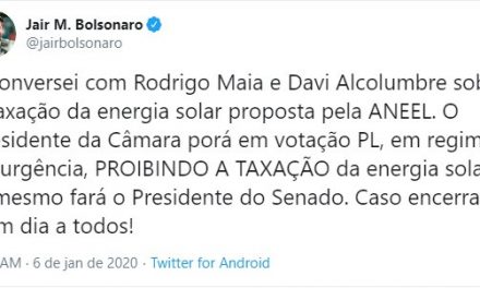 Bolsonaro diz que Congresso vai “sepultar” taxação de energia solar