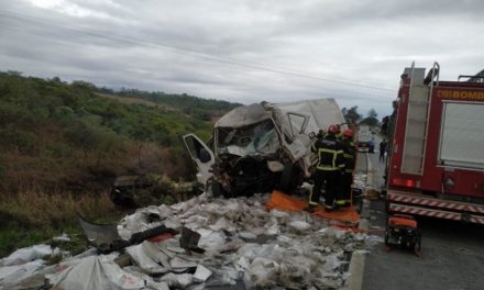 Homem morre após colisão entre van e carreta na BR-354