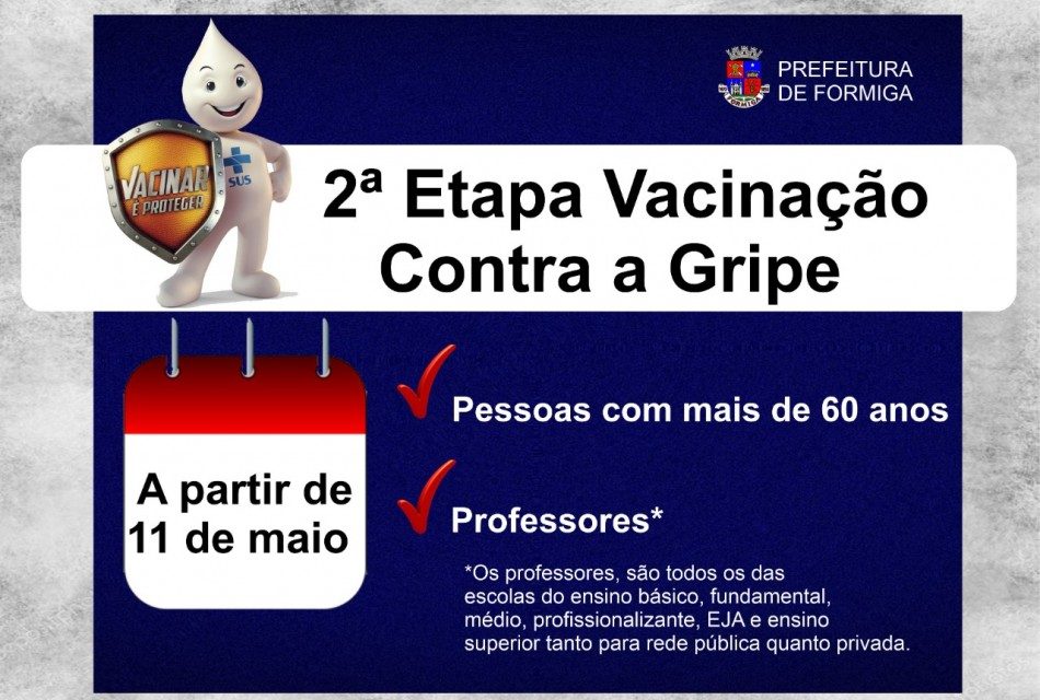Segunda etapa de vacinação contra gripe começa amanhã em Formiga