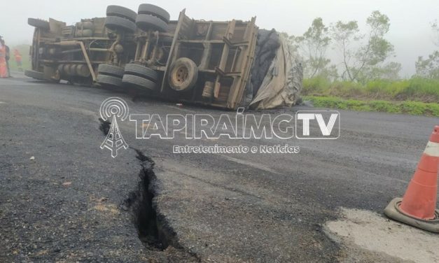 Irregularidade na pista provoca grave acidente na BR-262, em Córrego Danta