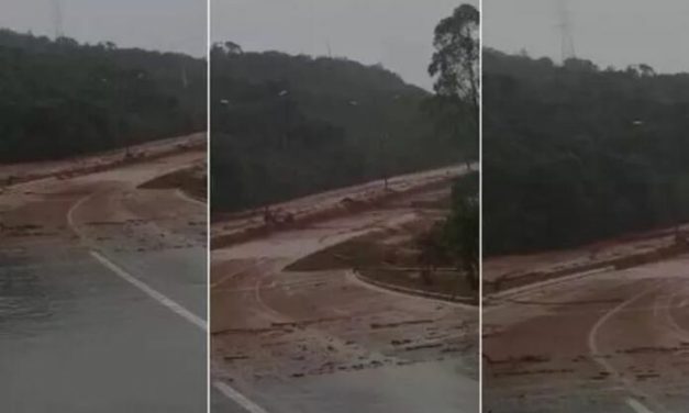 Sistema de drenagem de barragem transborda em Nova Lima e espalha lama na BR-040