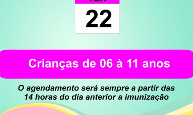 Liberado agendamento da vacinação de crianças contra a Covid-19