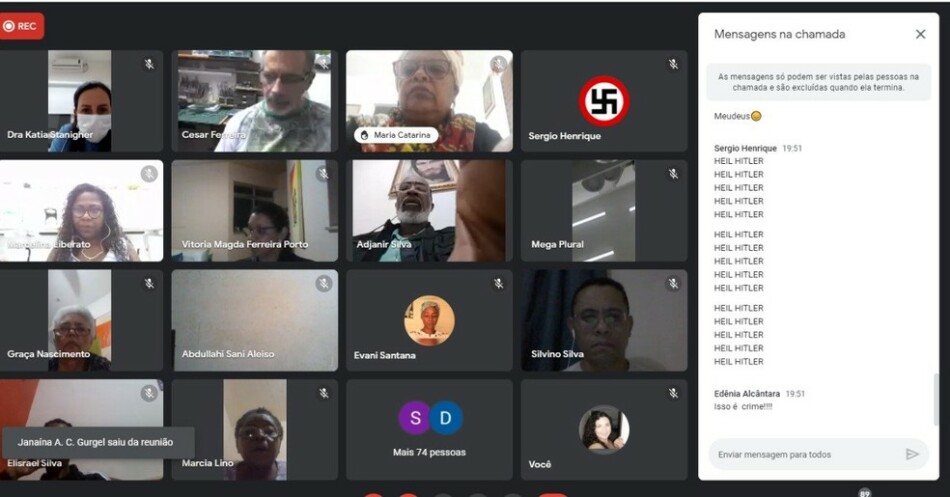 Grupo invade conferência virtual de igualdade racial em Divinópolis e faz apologia ao nazismo