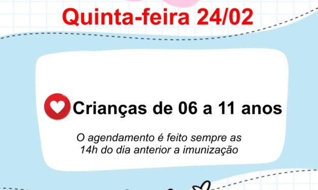 Liberado o agendamento da vacinação de crianças contra a Covid-19, em Formiga