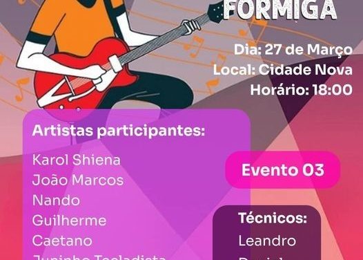 3º Musicando Formiga será realizado no bairro Cidade Nova