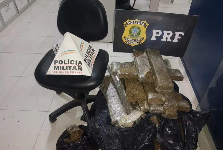 Mais de 40 kg de maconha são apreendidos após ação da PRF e PM na BR-262, em Bom Despacho