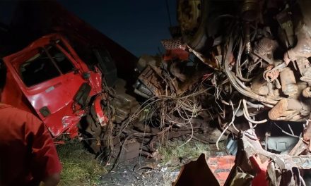 Carreta cai em ribanceira na BR-381, em Contagem