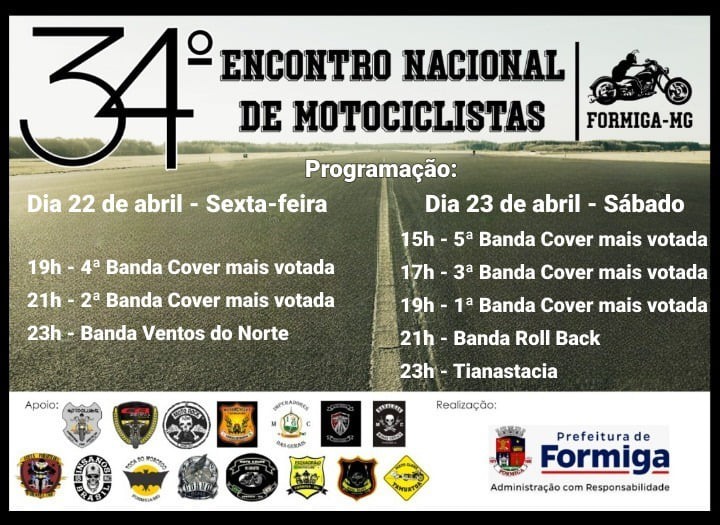 Encontro de Motociclistas: Aberta votação para a escolha das Bandas Covers