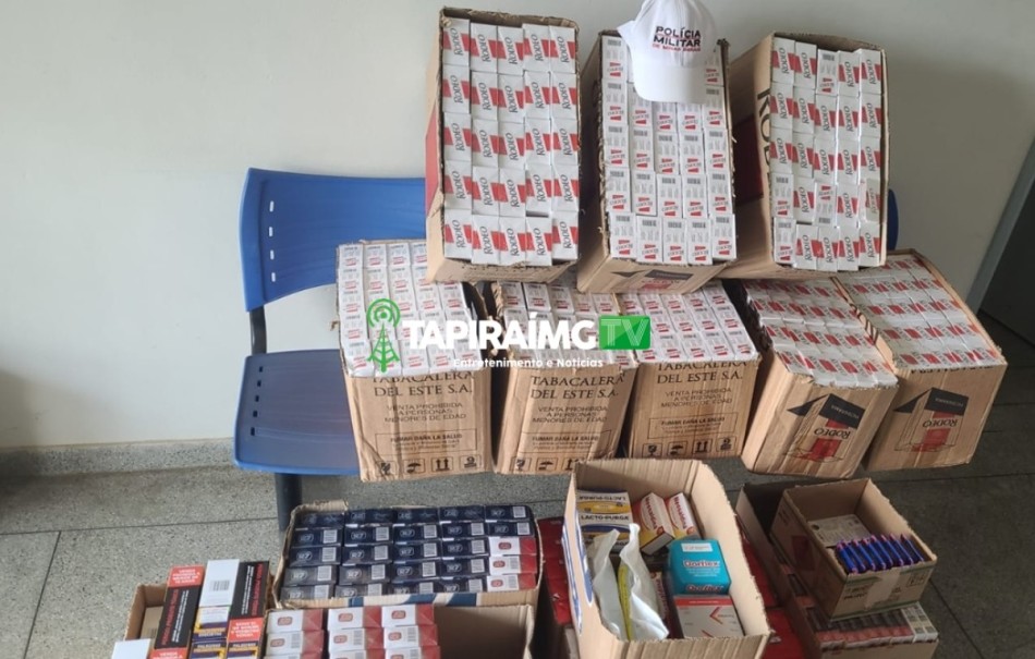 Polícia flagra veículo transportando maços de cigarro e medicamentos sem nota fiscal na BR-354