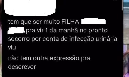 Médica reclama de paciente com infecção urinária e gera revolta nas redes sociais