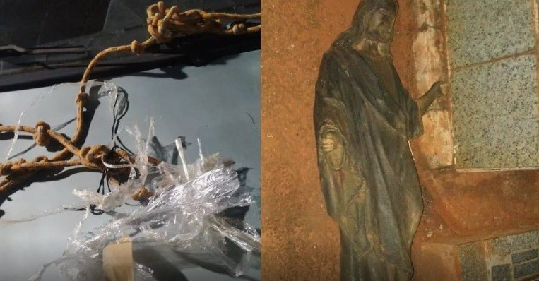 Grupo invade cemitério, faz vigilante refém e leva estátuas de túmulos em Minas