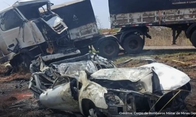 Motorista morre em batida frontal entre caminhonete e carreta na BR-040 