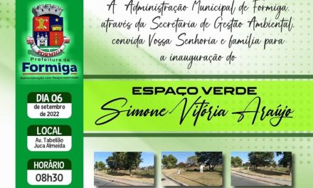 ‘Espaço Verde Simone Vitória Araújo’ será inaugurado nesta terça-feira em Formiga