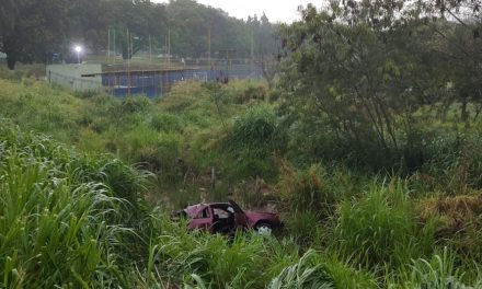 Homem, mulher e criança ficam feridos após carro capotar e cair em ribanceira na MG-050