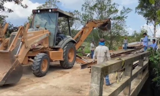 Iniciada a reconstrução da ponte na comunidade de Morro Cavado