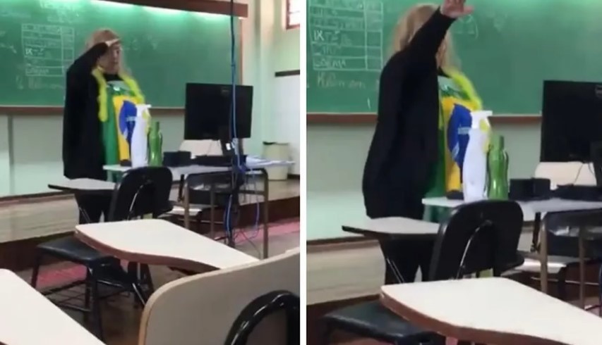 Professora faz gesto nazista durante aula em colégio no Paraná