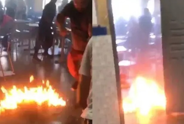 Aluno incendeia sala de aula com professor e colegas dentro