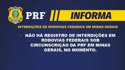 Não há mais bloqueios ilegais nas rodovias federais e estaduais em Minas