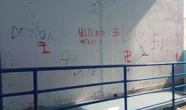 4 adolescentes são responsáveis por quebradeira e pichação com símbolo nazista em escola de Contagem