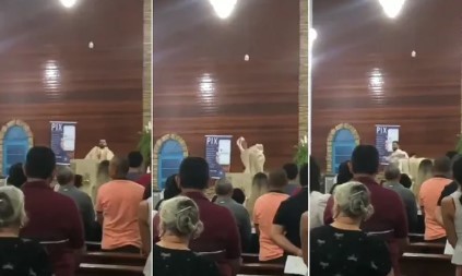 Padre tira a batina e abandona missa após discussão política em igreja