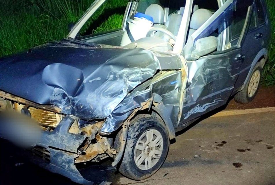 Idoso fica ferido após acidente entre carro e caminhonete na MG-170, em Pains