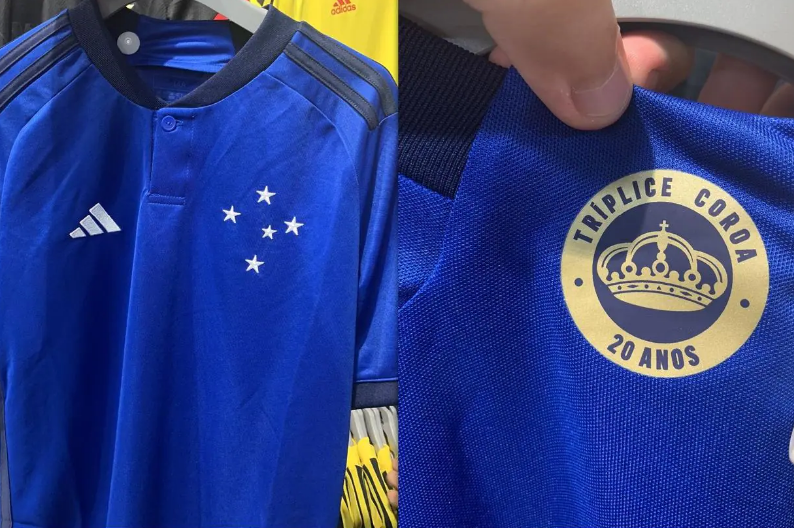 Nova camisa do Cruzeiro para 2023 vaza antes do lançamento em loja da fornecedora de material esportivo