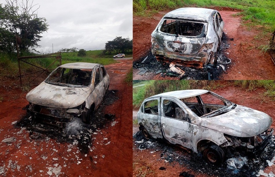 Carro roubado durante assalto na zona rural é encontrado queimado às margens da BR-265, em Boa Esperança