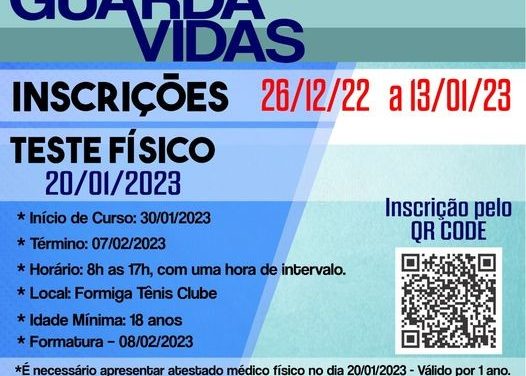 Formiga: Inscrições para o curso de guarda-vidas terminam na sexta-feira