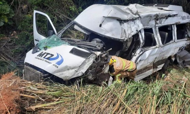 Caminhão com boi tomba em cima de van e deixa 13 feridos na BR-381