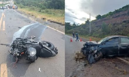 Homem morre após moto colidir de frente com carro durante ultrapassagem