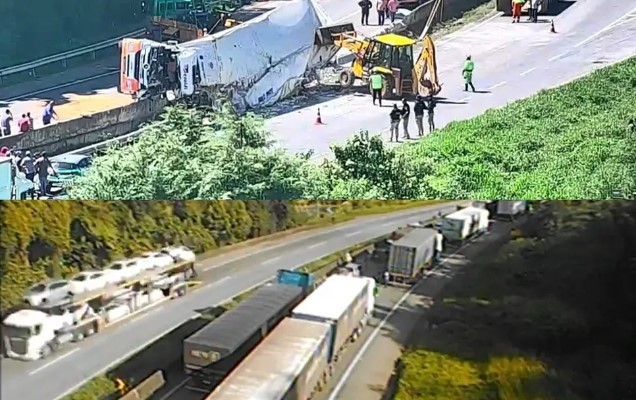 Caminhão carregado com vidro e carreta com 27 toneladas de frango tombam em rodovias no Sul de MG