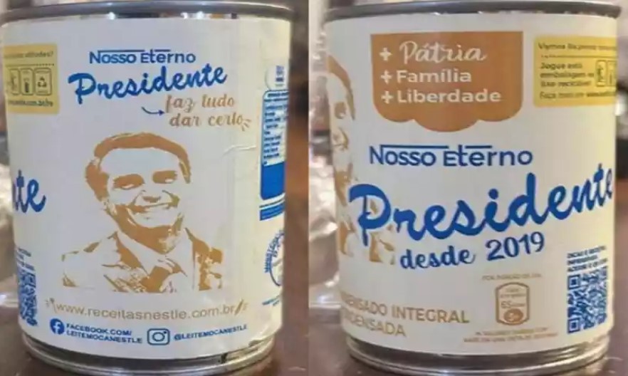 Bolsonaro ganha lata de leite condensado personalizada