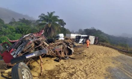 Passageira de micro-ônibus de prefeitura e motorista de caminhão morrem em acidente entre 4 veículos em MG