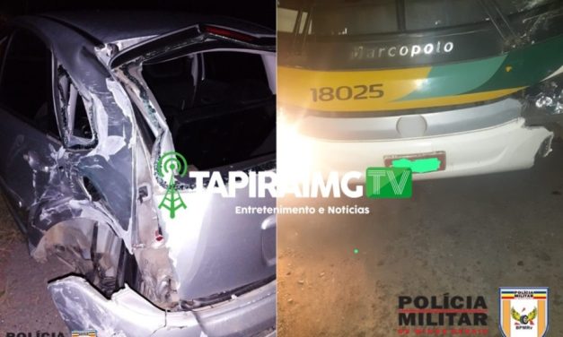 Colisão entre carro e ônibus é registrada na BR-354 em Formiga