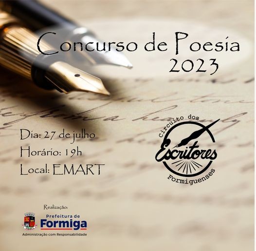 Circuito dos Escritores Formiguenses: Publicado o regulamento do Concurso de Poesias 2023