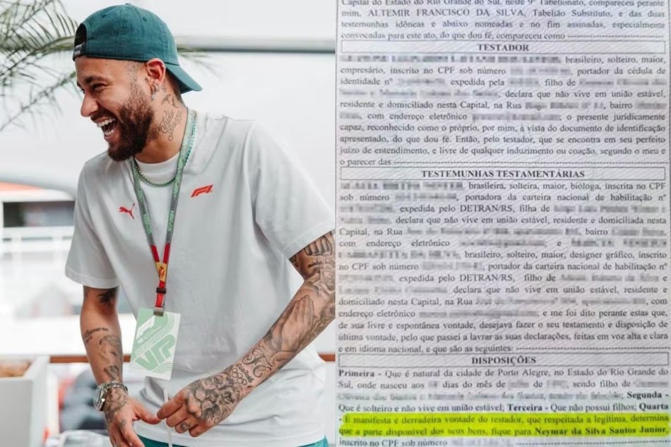 Homem oficializa testamento e deixa todos os bens para Neymar Jr.