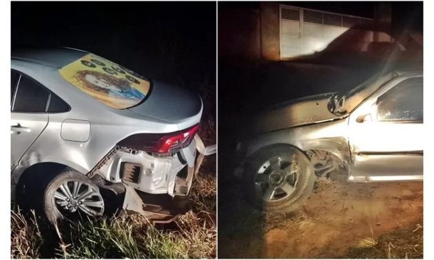 Motorista cochila e bate carro na traseira de táxi na MG-290 em MG