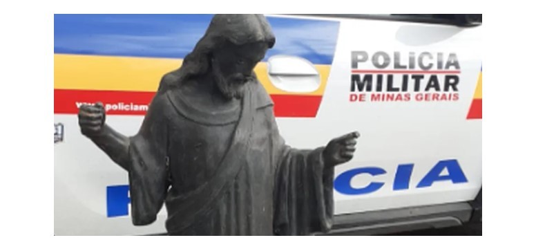 Pai e filho tentam vender imagem sacra furtada de cemitério e são detidos em Oliveira
