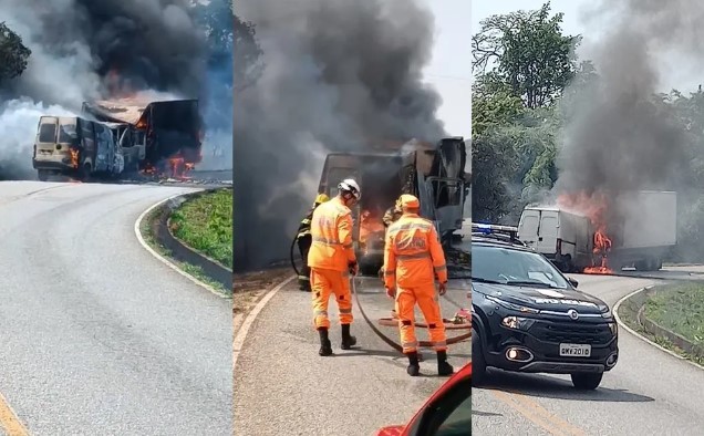 Motorista morre carbonizado após acidente entre Van e caminhão no Sul de Minas