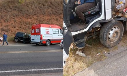 Batida entre carro e caminhão de recicláveis deixa 4 feridos no Sul de Minas