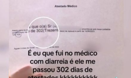 Paciente viraliza ao receber 300 dias de atestado por diarreia