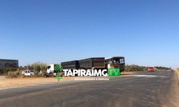 Mulher fica ferida após acidente entre ônibus e carreta na BR-354