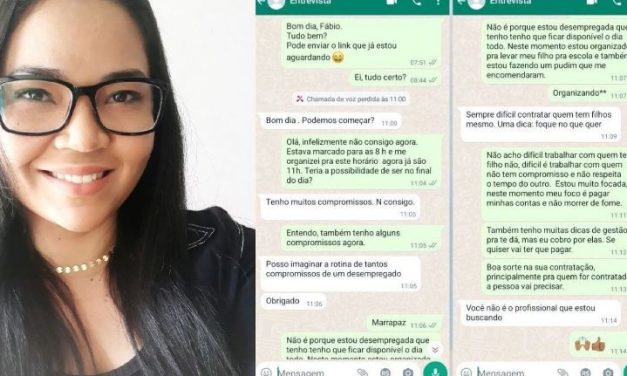 Mulher viraliza ao mostrar conversa com recrutador de empresa: ‘difícil contratar quem tem filhos’