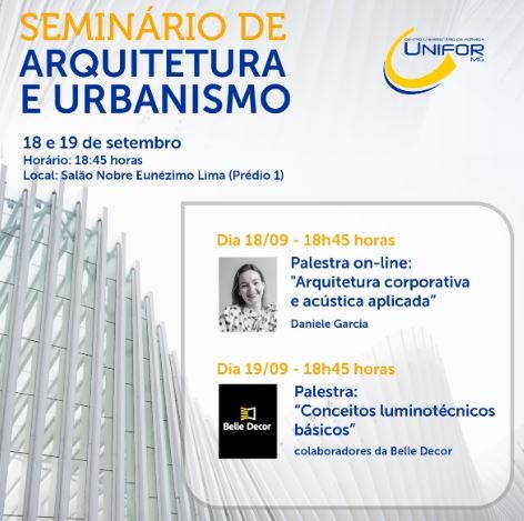 Unifor-MG receberá seminário de Arquitetura e Urbanismo