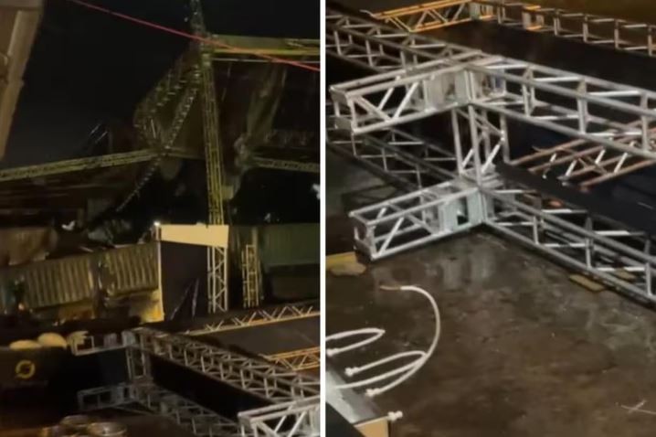 Imagens mostram palco de Gusttavo Lima destruído após temporal em Pará de Minas