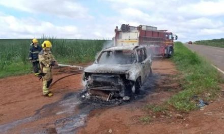 Carro fica em chamas após pane elétrica, entre Alfenas e Divisa Nova