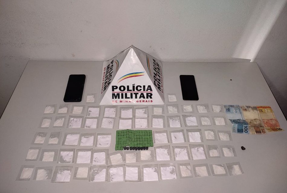 Cocaína e ecstasy são apreendidos pela PM com dois indivíduos em Formiga