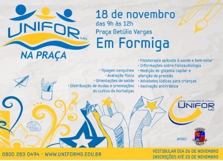 Unifor na Praça ocorrerá em Formiga neste sábado