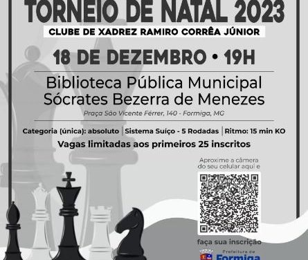 Xadrez: Prefeitura de Formiga realizará torneio de Natal